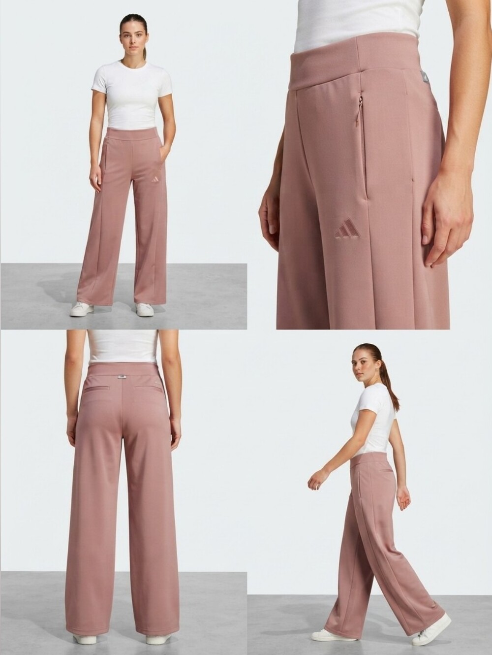 adidas Originals Soft Wide Leg Pants Mauve Pink Medium